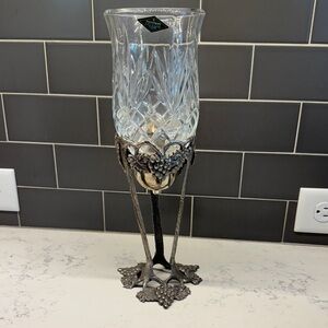 Elegant Crystal Vase with Silver Base